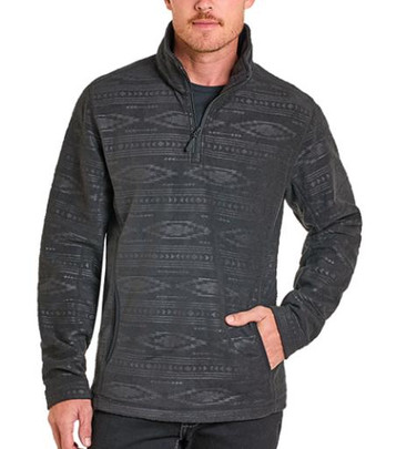 Panhandle Slim® Men's Black Aztec Embossed 1/4 Zip Fleece Pullover
