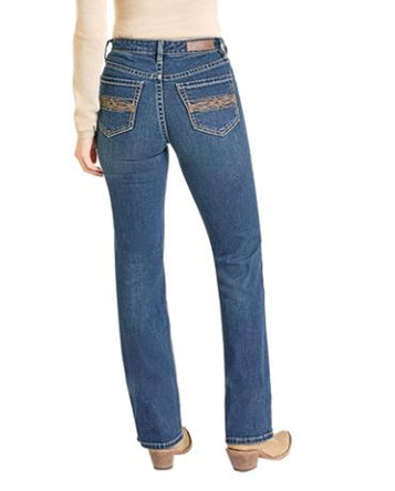 Rock & Roll Denim® Ladies' HR Pleather Boot Embroidered Jeans