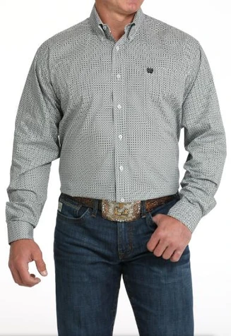 SALE Cinch® Men's L/S Grey Geometric Print Button Shirt