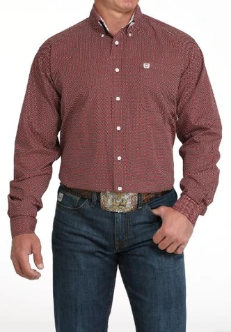 SALE Cinch® Men's L/S Red/Black Print Button Shirt