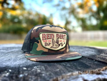 Red Dirt Hat Co® Fly South Duck Camo/Black Flat Bill Cap Red Dirt Hat Co® Fly South Duck Camo/Black Flat Bill Cap