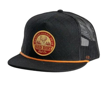 Red Dirt Hat Co® The Rack All Black/Gold Rope Quilted Pattern Flat Bill Cap Red Dirt Hat Co® The Rack All Black/Gold Rope Quilted Pattern Flat Bill Cap
