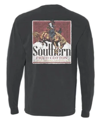 SALE Southern Fried Cotton® Men's L/S Charcoal Grey Marlboro Cowboy Up 2 T-Shirt
