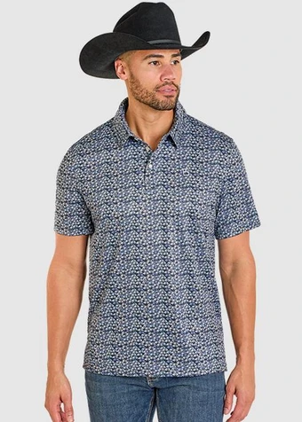 SALE Panhandle Slim® Men's S/S Charcoal Print Polo Snap Shirt