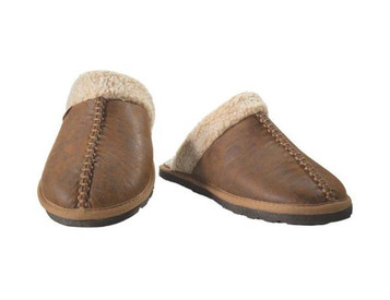 Twister® Men's Brown/Fleece Jason Moccasin Slippers