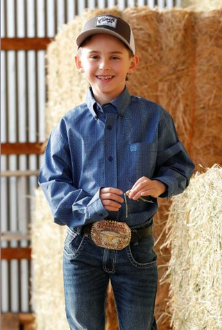 Cinch® Boys' L/S Royal Blue Print Button Shirt