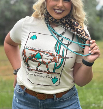 Texas True Threads® Ladies' S/S Natural Lauren's Longhorn T-Shirt