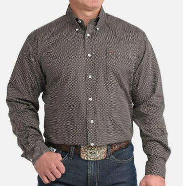 Cinch® Men's L/S Navy/Brown Print Button Shirt