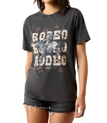 Ariat® Ladies' S/S Charcoal Mineral Wash Star Spangled Rodeo T-Shirt