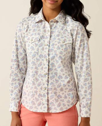 Ariat® Girls' L/S Cream/Multicolor Floral Stardust Snap Shirt