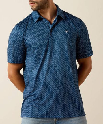 Ariat® Men's S/S Dark Denim Blue Medallion Classic Fit Polo Shirt