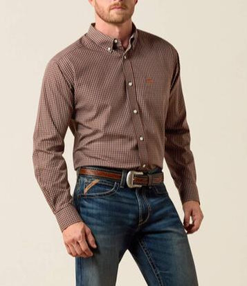 Ariat® Men's L/S Brown Plaid WF Coen Classic Fit Button Shirt