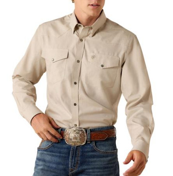Ariat® Men's L/S Tan WF Pinpoint Oxford Snap Shirt