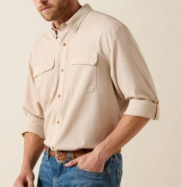 Ariat® Men's L/S Tan Heather VentTEK Outbound Classic Fit Button Shirt