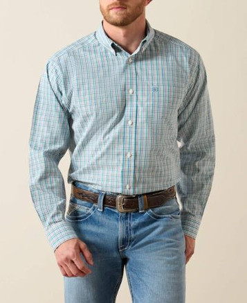 Ariat® Men's L/S Angel Blue Plaid WF Antonio Classic Fit Button Shirt