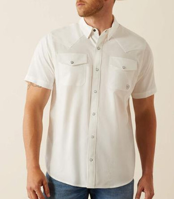 Ariat® Men's S/S White VentTEK Fitted Snap Shirt