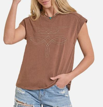 Panhandle Slim® Ladies' Cap Sleeve Boot Stitched Jersey Tee