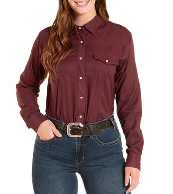 Rock & Roll Denim® Ladies' L/S Solid Tek Ripstop Snap Shirt