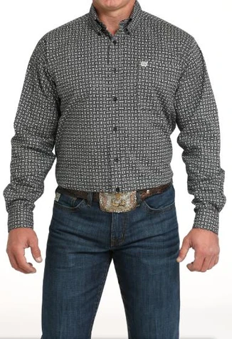 SALE Cinch® Men's L/S Black/White Print Button Shirt