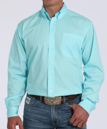 Cinch® Men's L/S Solid Turquoise Button Shirt