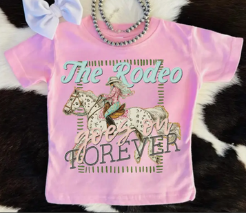 Buckin' Baby® Girls' S/S Pink The Rodeo Goes On Forever T-Shirt