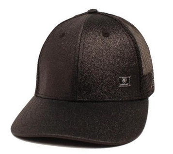 Ariat® Ladies' Black Glitter Snapback Ponytail Cap