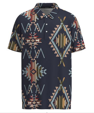 Hooey® Men's S/S Navy/Aztec The Weekender Polo Shirt