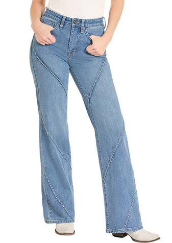 Rock & Roll Denim® Ladies' HR Cross Seam Wide Leg Jeans