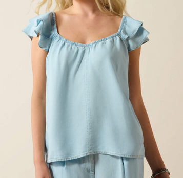 Ariat® Ladies' Indigo Wash Lynn Ruffle Sleeve Top