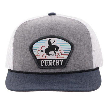 Hooey® Grey/White/Blue Cavvy Punchy Patch Cap