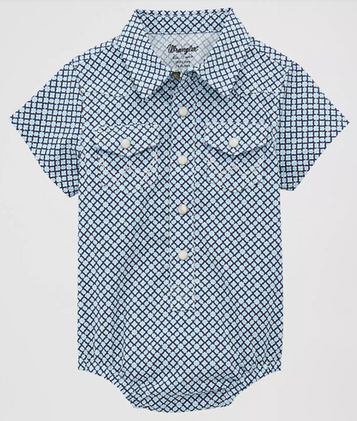 Wrangler® Baby Boys' S/S Blue Roads Snap Onesie