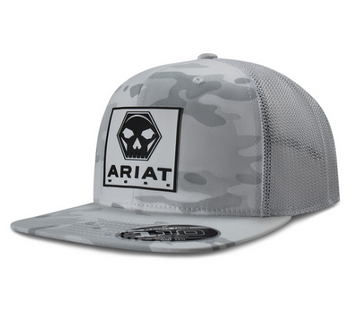 Ariat® Bolt White Camo Skull Patch Cap