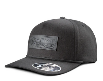 Ariat® Black Cloth FlexFit 110 Faux Leather Patch Cap