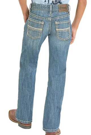 Rock & Roll Denim® Boys' Regular Fit Light Ladder Stitch Boot Cut Jeans