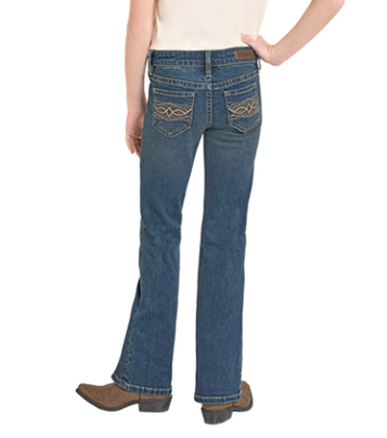 Rock & Roll Denim® Girls' Pleather Embroidered Pocket Boot Cut Jeans