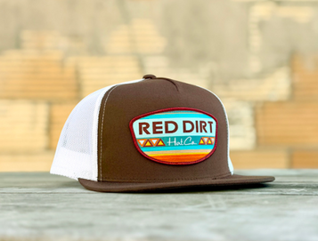 Red Dirt Hat Co® Brown/White Part-Time Flat Bill Cap