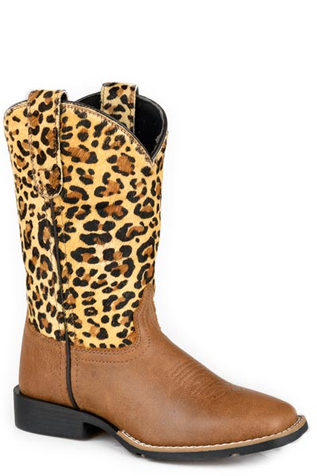 Roper® Girls' Tan/Leopard Square Toe Boots