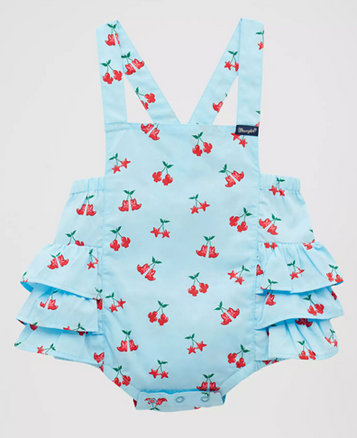 Wrangler® Baby Girls' Blue with Red Print Ruffled Onesie