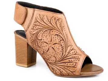 Roper® Ladies' Tan Tooled Mika Heeled Sandals