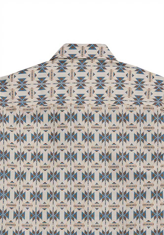 Tin Haul® Men's L/S Cream/Blue Aztec Print Snap Shirt
