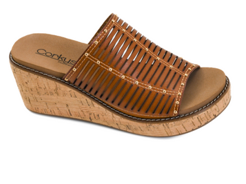 Corkys® Ladies' Cognac Much Better Wedge Sandals