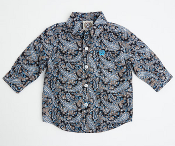 Cinch® Infant Boys' L/S Black/Multi Paisley Print Button Shirt