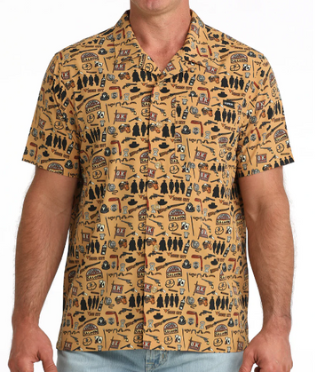 Cinch® Men's S/S Brown OK Corral Button Camp Shirt