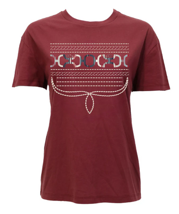 Hooey® Ladies' S/S Red Dahlia Leona Boot Stitch Print T-Shirt