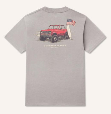 Southern Marsh® Boys' S/S Light Grey American Beach Rodeo SEAWASH T-Shirt