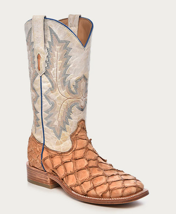 Corral® Men's Cognac Pirarucu Square Toe Boots