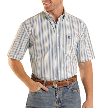 Panhandle Slim® Men's S/S Turquoise/Multi Stripe Button Shirt