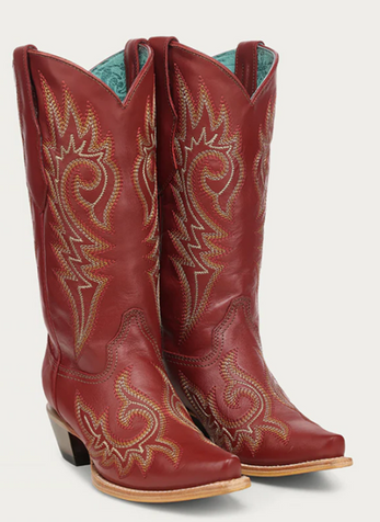 Corral® Ladies' Red Flames Embroidery Snip Toe Boots