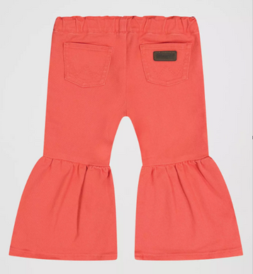 Wrangler® Little Girls' Vibrant Coral Ruffle Leg Flare Jeans