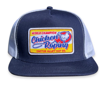 Cactus Alley Hat Co® Navy/White Chicken Roping 6006 Flat Bill Cap